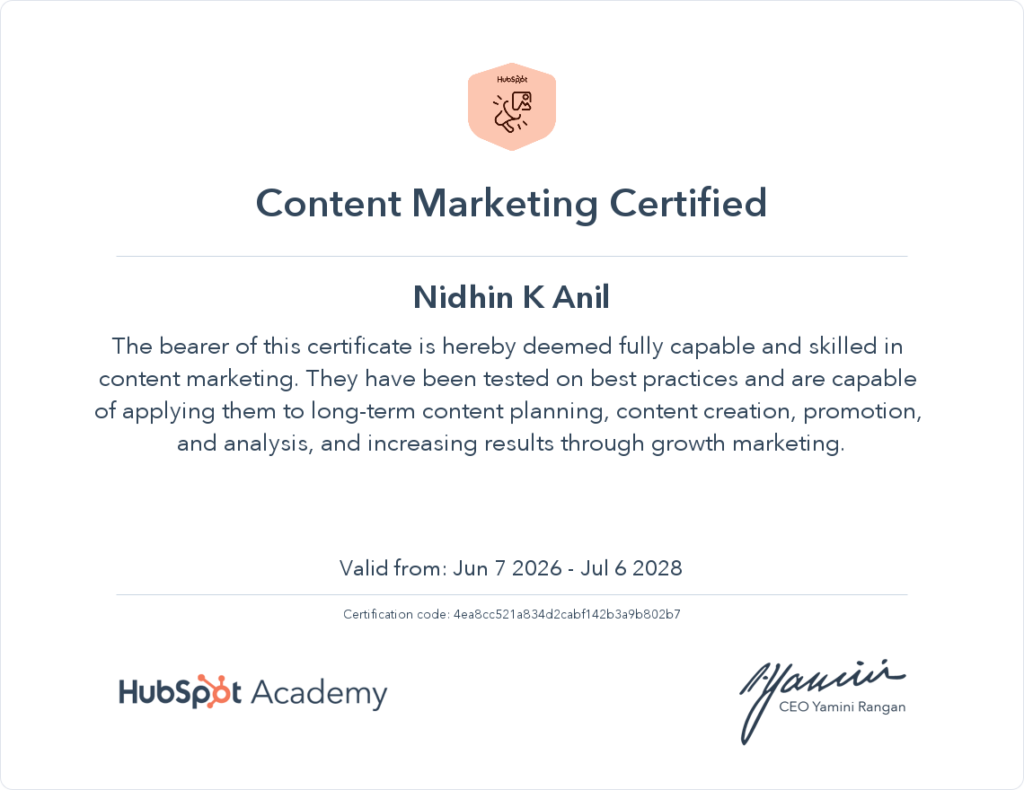 content marketing cretificate